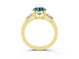 Yellow gold Round Cut Cut Diamond Ring with Tapered Baguette Side Stones in Four-Prong Setting_3