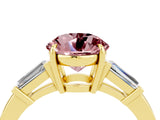 Yellow gold Round Cut Cut Diamond Ring with Tapered Baguette Side Stones in Four-Prong Setting_4