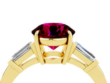Yellow gold Round Cut Cut Diamond Ring with Tapered Baguette Side Stones in Four-Prong Setting_4