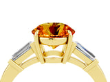Yellow gold Round Cut Cut Diamond Ring with Tapered Baguette Side Stones in Four-Prong Setting_4
