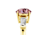 Yellow gold Round Cut Cut Diamond Ring with Tapered Baguette Side Stones in Four-Prong Setting_5