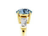 Yellow gold Round Cut Cut Diamond Ring with Tapered Baguette Side Stones in Four-Prong Setting_5