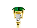 Yellow gold Round Cut Cut Diamond Ring with Tapered Baguette Side Stones in Four-Prong Setting_5