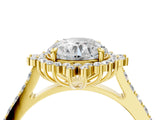 Yellow gold Round Cut Cut Diamond Sunburst Halo Engagement Ring with Pavé Band_7