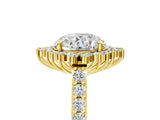 Yellow gold Round Cut Cut Diamond Sunburst Halo Engagement Ring with Pavé Band_8