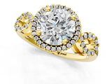 Yellow gold Round Cut Cut Halo Diamond Infinity Band with Four-Prong Setting_10