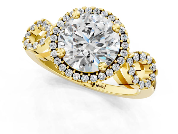 Yellow Gold Round Pave Infinity Halo Engagement Ring Setting
