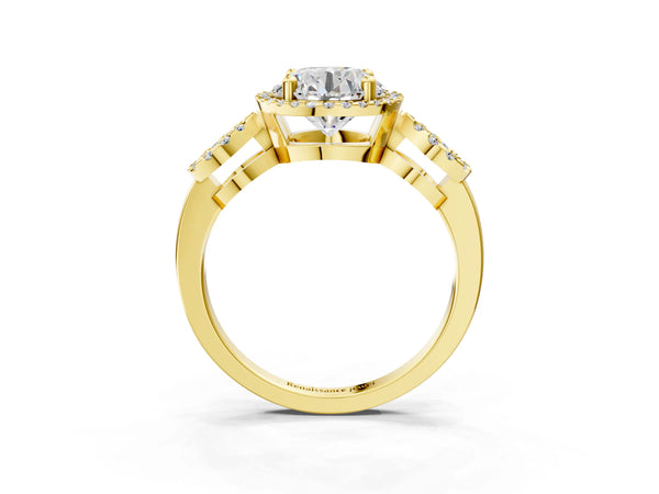 Yellow Gold Round Pave Infinity Halo Engagement Ring Setting