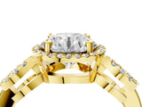 Yellow gold Round Cut Cut Halo Diamond Infinity Band with Four-Prong Setting_13