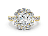 Yellow gold Round Cut Cut Halo Diamond Pavé Engagement Ring with Milgrain Detailing_15