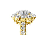 Yellow gold Round Cut Cut Halo Diamond Pavé Engagement Ring with Milgrain Detailing_20