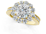Yellow gold Round Cut Cut Halo Diamond Pavé Engagement Ring with Milgrain Detailing_4