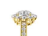 Yellow gold Round Cut Cut Halo Diamond Pavé Engagement Ring with Milgrain Detailing_8