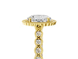 Yellow gold Round Cut Cut Halo Pavé Solitaire Ring with Milgrain Band_12