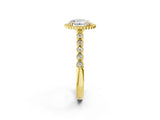 Yellow gold Round Cut Cut Halo Pavé Solitaire Ring with Milgrain Band_9