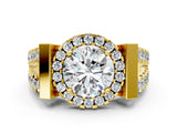 Yellow gold Round Cut Cut Halo Split Shank Prong Set Ring_3