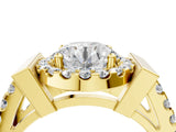 Yellow gold Round Cut Cut Halo Split Shank Prong Set Ring_7