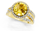 Yellow gold Round Cut Cut Halo Split Shank Prong Setting Ring_1