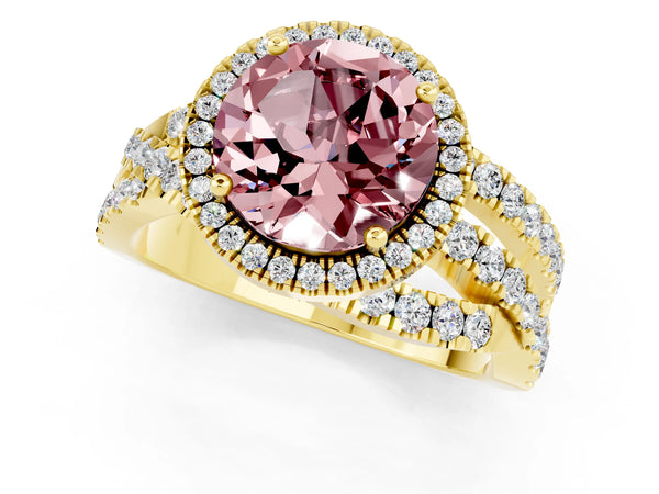 Yellow gold Round Cut Cut Halo Split Shank Prong Setting Ring