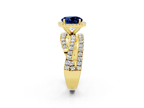 Yellow gold Round Cut Cut Halo Split Shank Prong Setting Ring_2