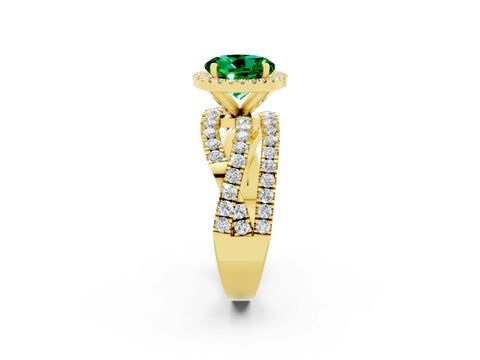 Yellow gold Round Cut Cut Halo Split Shank Prong Setting Ring_2