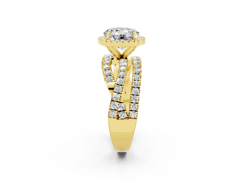 Yellow gold Round Cut Cut Halo Split Shank Prong Setting Ring_2