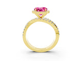 Yellow gold Round Cut Cut Halo Split Shank Prong Setting Ring_3