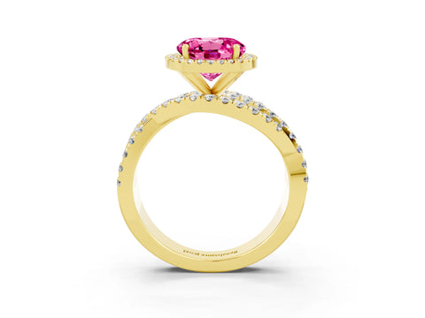 Yellow gold Round Cut Cut Halo Split Shank Prong Setting Ring_3
