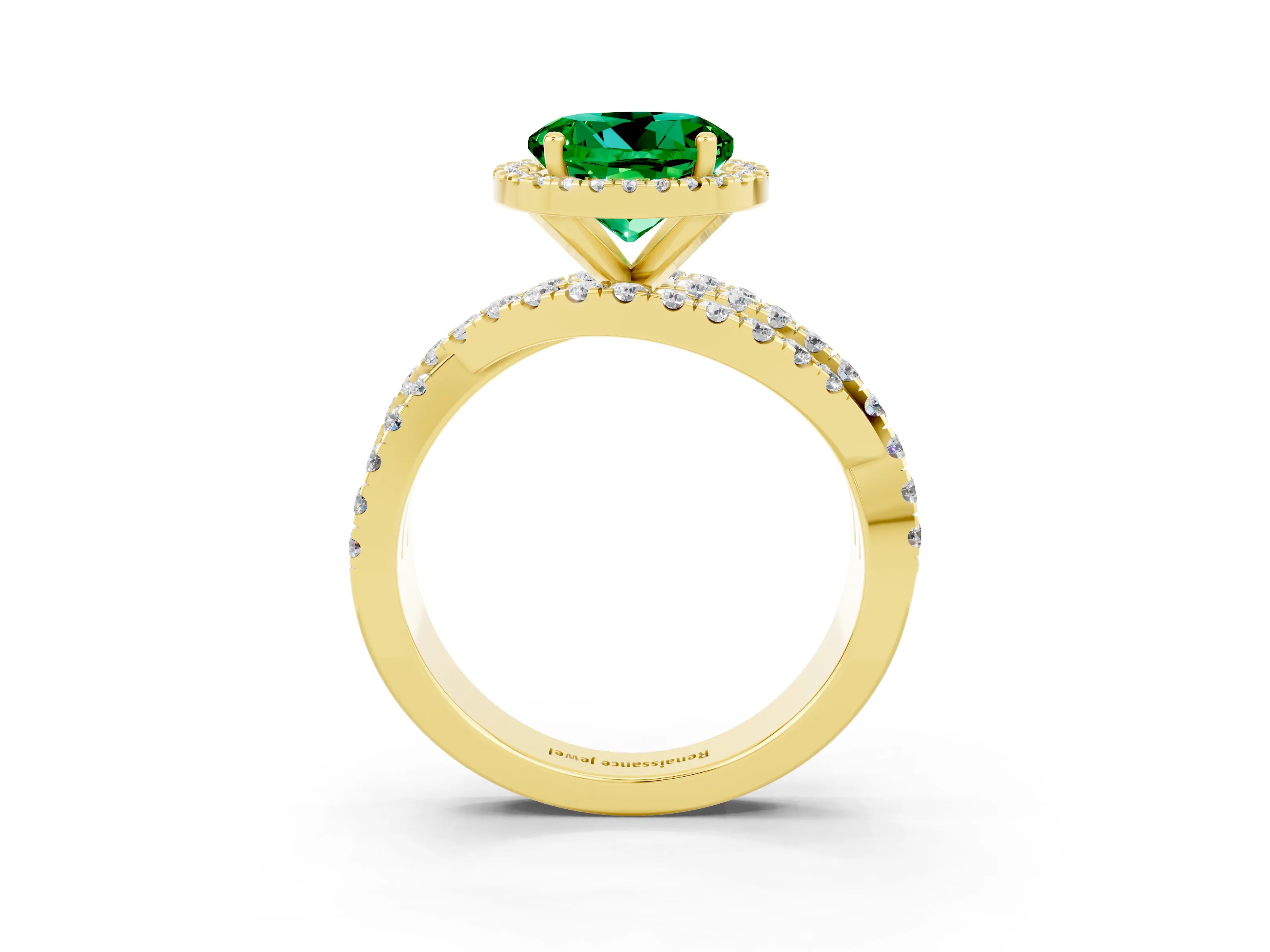 Yellow gold Round Cut Cut Halo Split Shank Prong Setting Ring_3