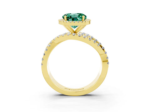 Yellow gold Round Cut Cut Halo Split Shank Prong Setting Ring_3