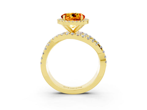 Yellow gold Round Cut Cut Halo Split Shank Prong Setting Ring_3