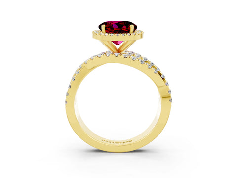 Yellow gold Round Cut Cut Halo Split Shank Prong Setting Ring_3