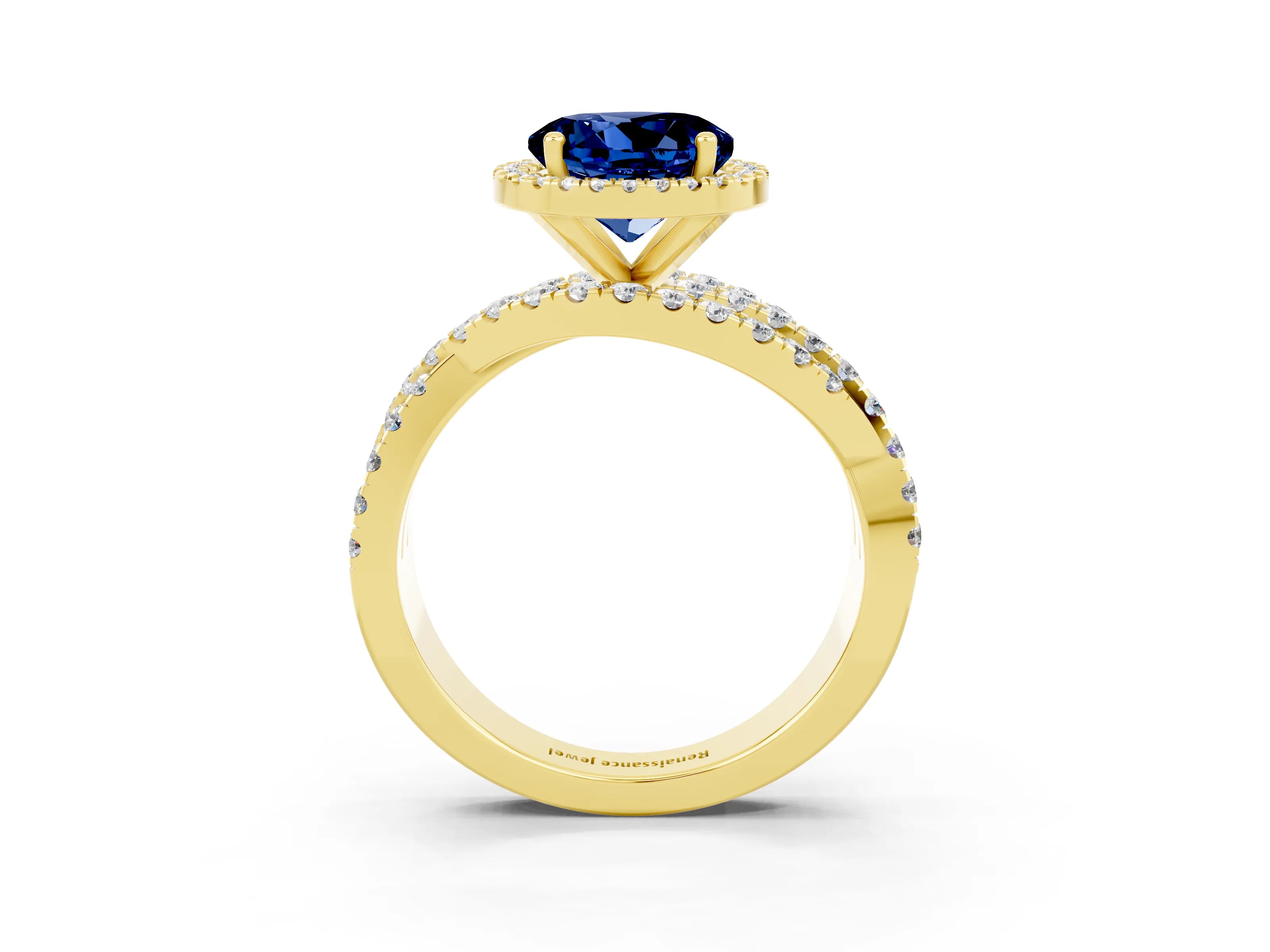 Yellow gold Round Cut Cut Halo Split Shank Prong Setting Ring_3