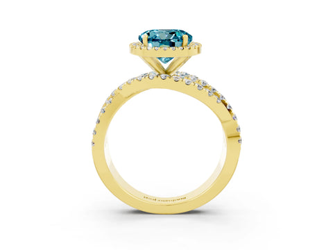 Yellow gold Round Cut Cut Halo Split Shank Prong Setting Ring_3