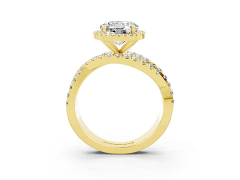 Yellow gold Round Cut Cut Halo Split Shank Prong Setting Ring_3