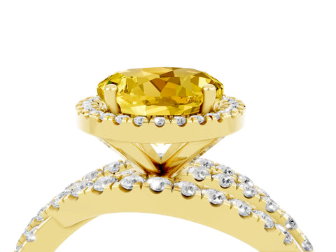 Yellow gold Round Cut Cut Halo Split Shank Prong Setting Ring_4