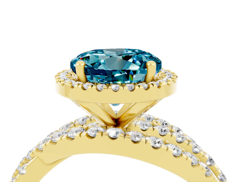 Yellow gold Round Cut Cut Halo Split Shank Prong Setting Ring_4