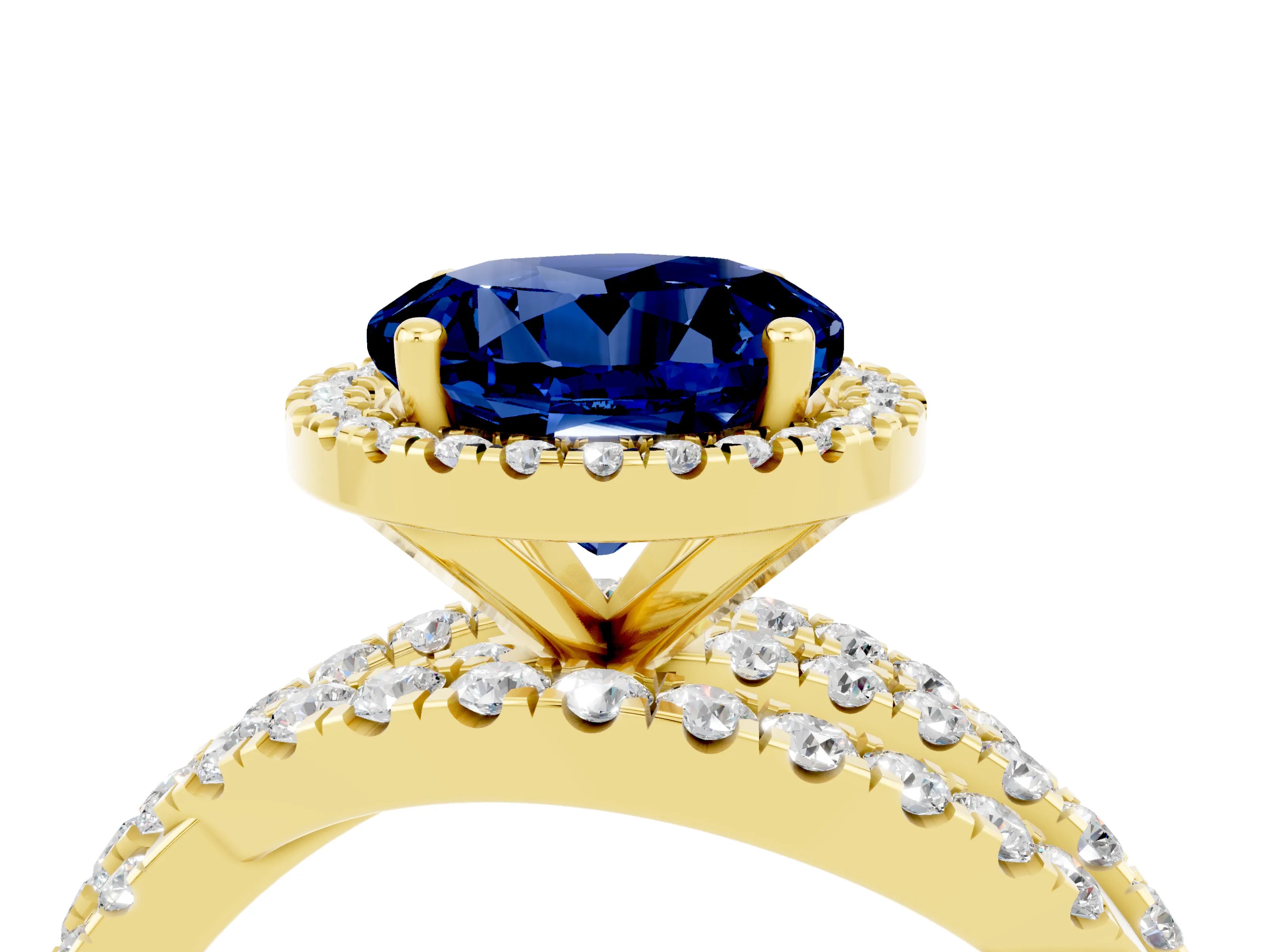 Yellow gold Round Cut Cut Halo Split Shank Prong Setting Ring_4