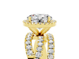 Yellow gold Round Cut Cut Halo Split Shank Prong Setting Ring_5