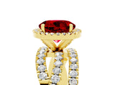 Yellow gold Round Cut Cut Halo Split Shank Prong Setting Ring_5