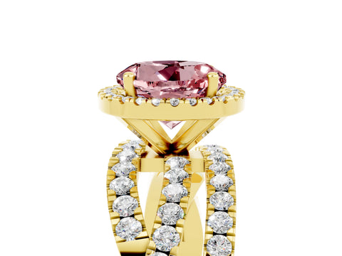 Yellow gold Round Cut Cut Halo Split Shank Prong Setting Ring_5