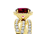 Yellow gold Round Cut Cut Halo Split Shank Prong Setting Ring_5