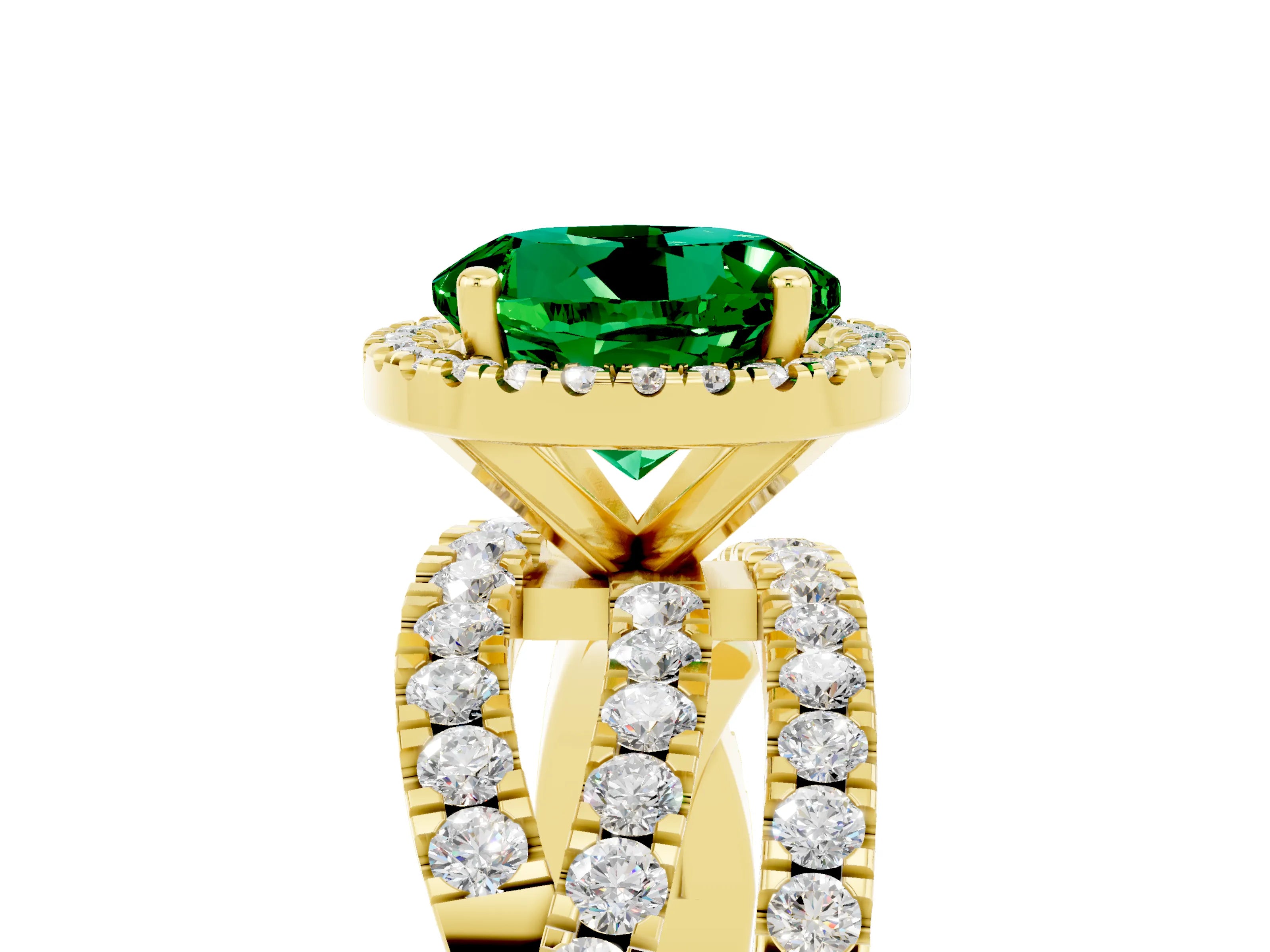Yellow gold Round Cut Cut Halo Split Shank Prong Setting Ring_5
