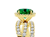 Yellow gold Round Cut Cut Halo Split Shank Prong Setting Ring_5