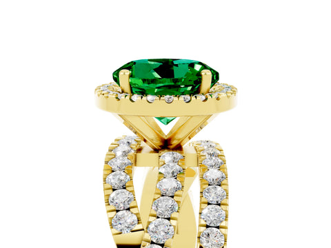 Yellow gold Round Cut Cut Halo Split Shank Prong Setting Ring_5