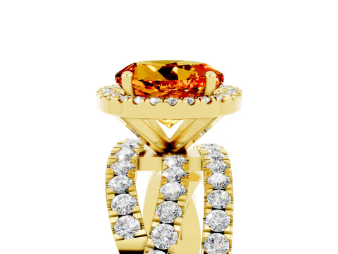 Yellow gold Round Cut Cut Halo Split Shank Prong Setting Ring_5