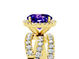 Yellow gold Round Cut Cut Halo Split Shank Prong Setting Ring_5