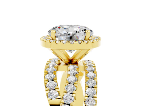Yellow gold Round Cut Cut Halo Split Shank Prong Setting Ring_5