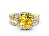 Yellow gold Round Cut Cut Halo Split Shank Prong Setting Ring