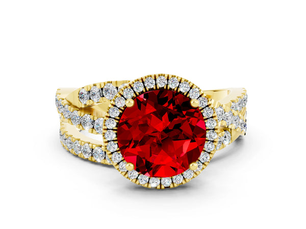 Yellow gold Round Cut Cut Halo Split Shank Prong Setting Ring